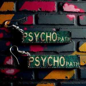 PSYCHO PATH Earrings Fun Halloween Goth True Crime lover Great gift Funny